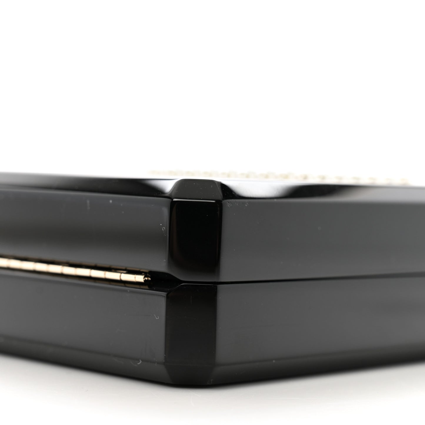 Plexiglass Perfume Bottle Clutch Black Gold