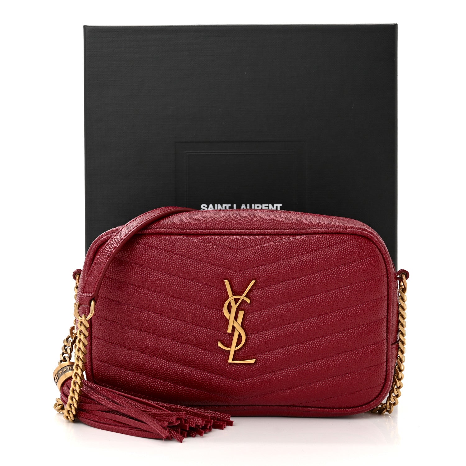 Saint Laurent Grain De Poudre Matelasse Monogram Mini Lou Camera Bag Opyum Red 11 of 11