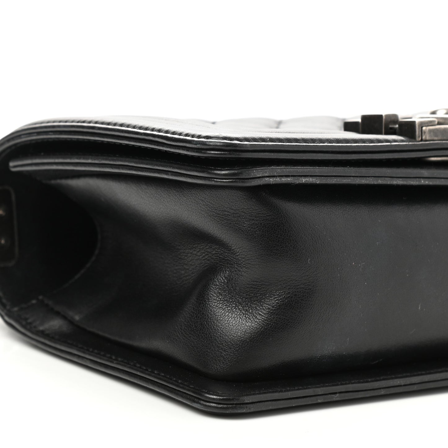 Calfskin Quilted Small Boy Flap Black