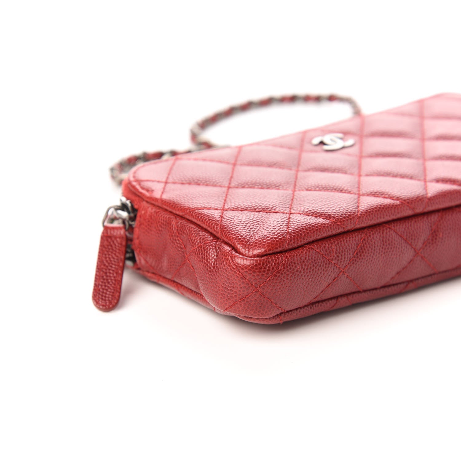 Chanel Caviar Quilted Small Clutch With Chain Red 9 of 12