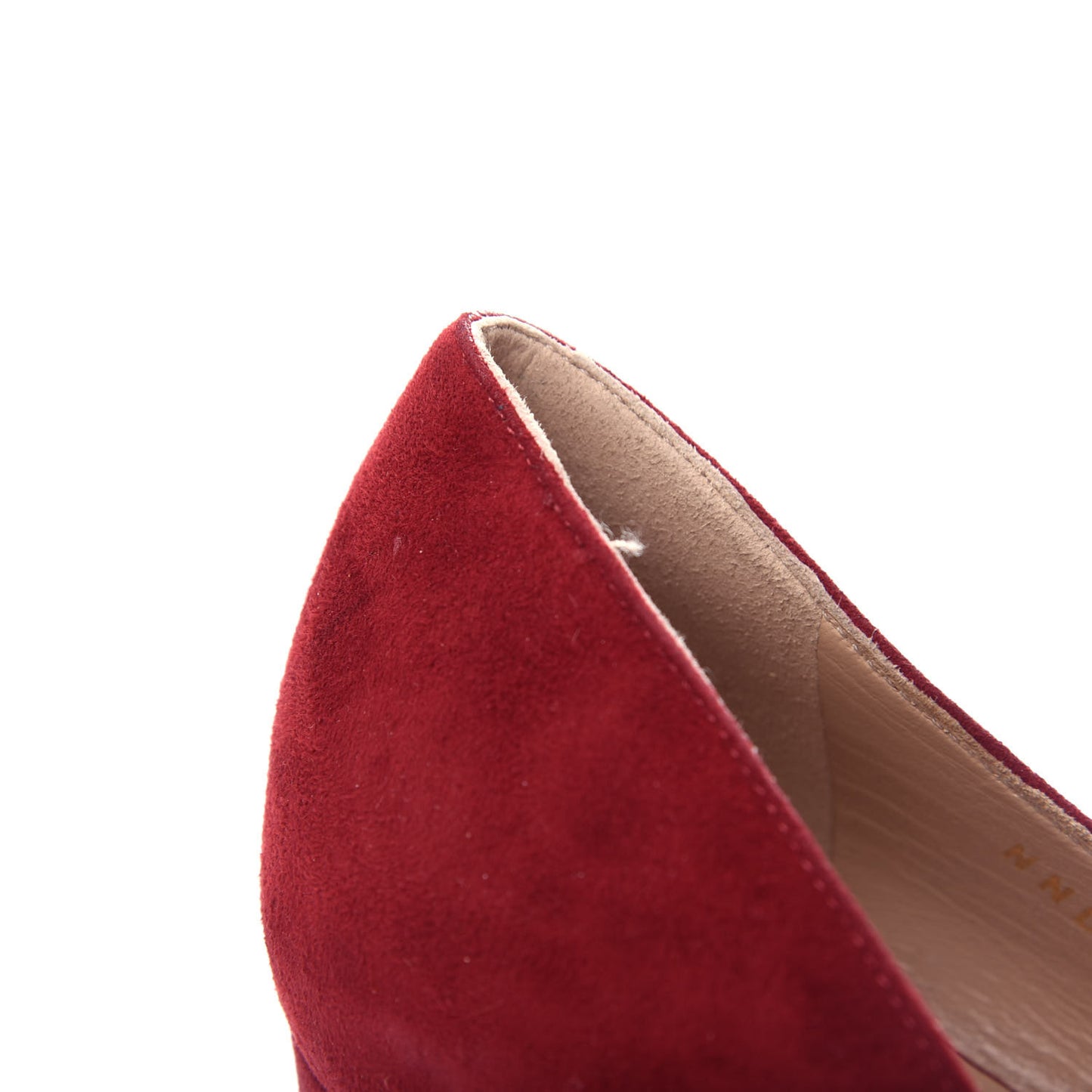 Suede Bow Metal Toe Pumps 40.5 Red