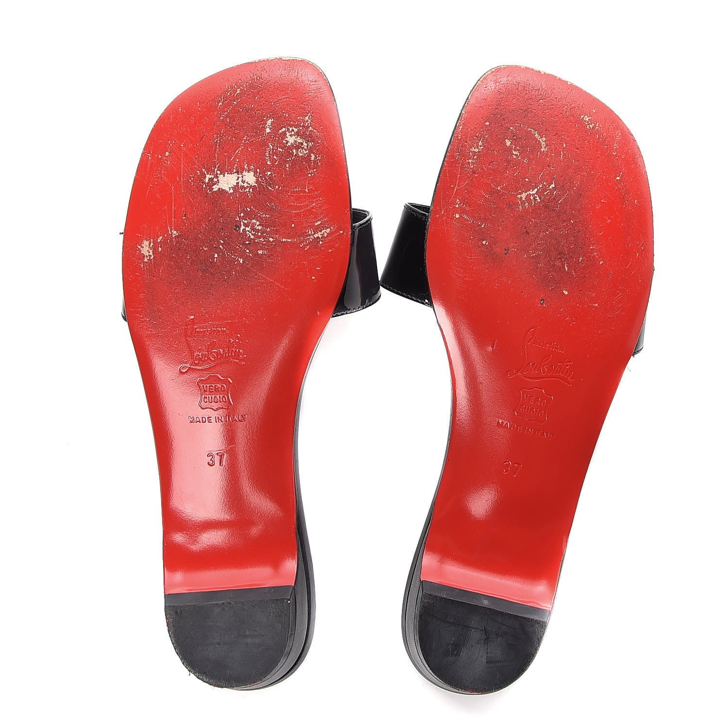 Christian Louboutin Patent Flat Slide Sandals 37 Black 7 of 13