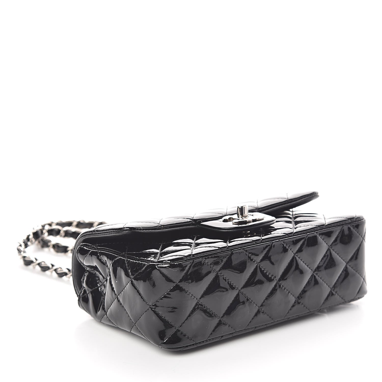 Chanel Patent Calfskin Quilted Mini Rectangular Flap Black 4 of 10