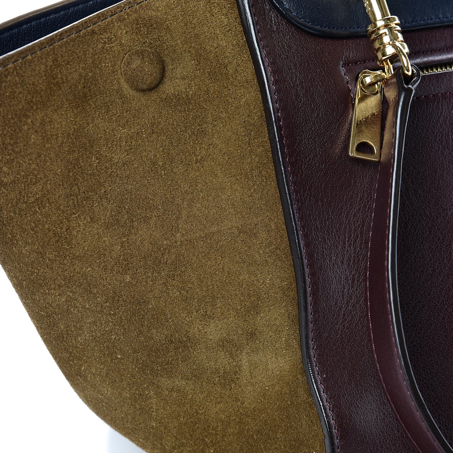 Smooth Calfskin Suede Medium Tri-Color Trapeze Burgundy