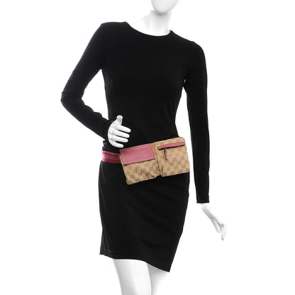 Gucci GG Monogram Web Double Pocket Belt Bag Pink 2 of 8