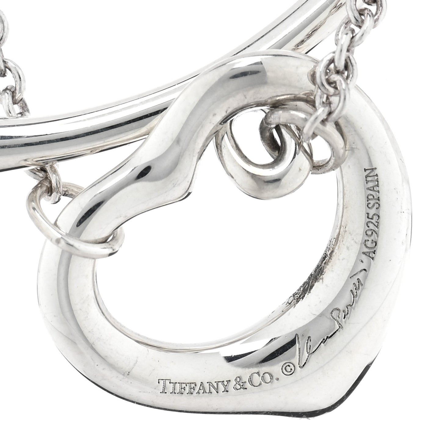 Sterling Silver Cultured Pearl Elsa Peretti Open Heart Bracelet