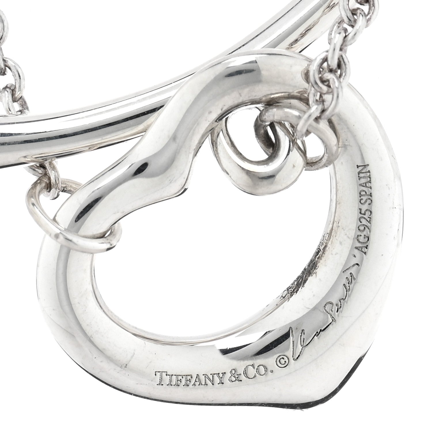 Tiffany Sterling Silver Cultured Pearl Elsa Peretti Open Heart Bracelet 3 of 3