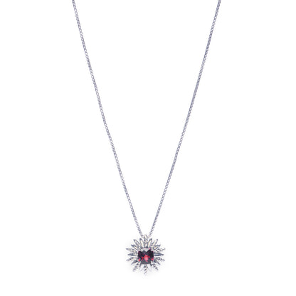 David Yurman Sterling Silver Garnet Starburst Pendant Necklace 1 of 7
