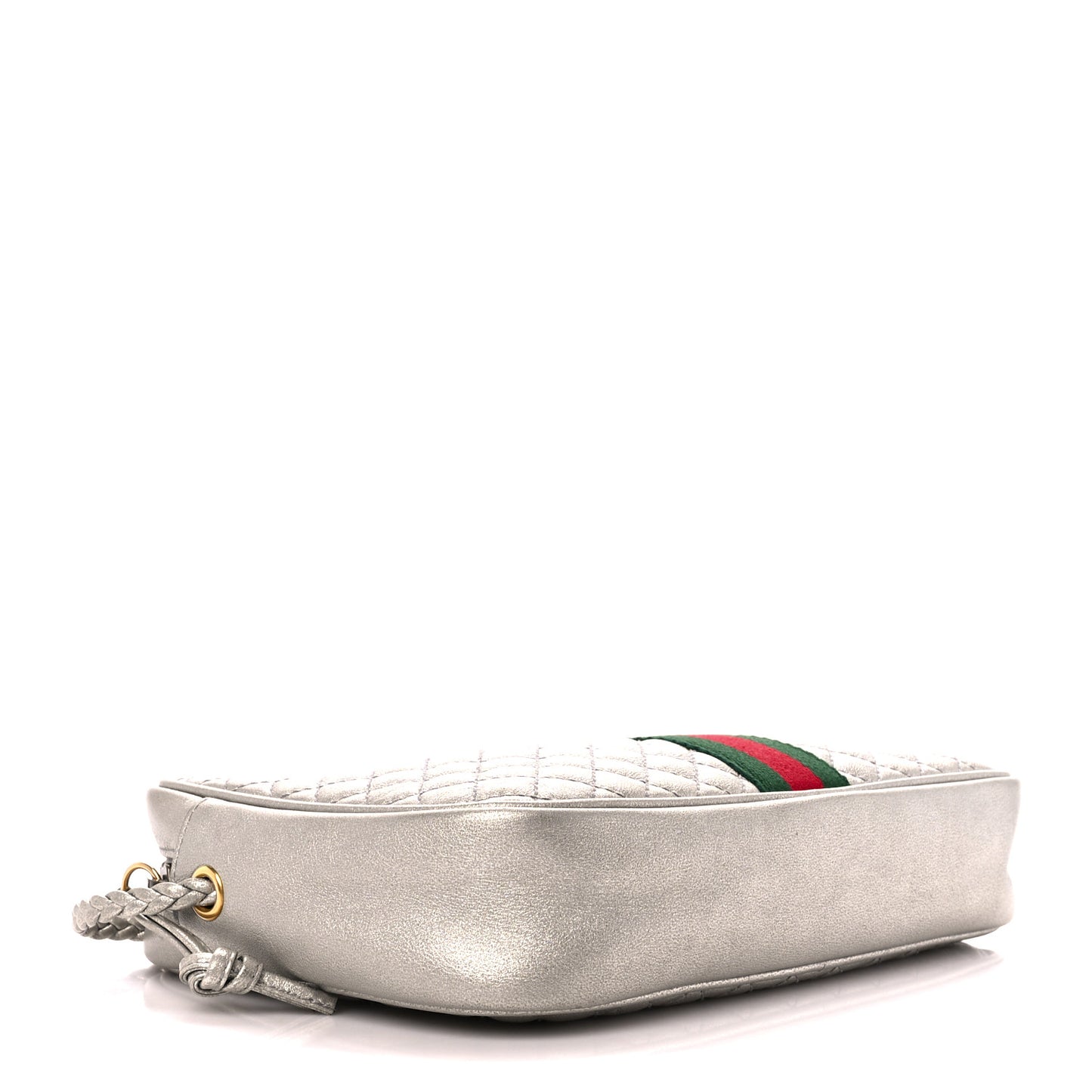 Laminated Nappa Web Trapuntata Small GG Shoulder Bag Argento