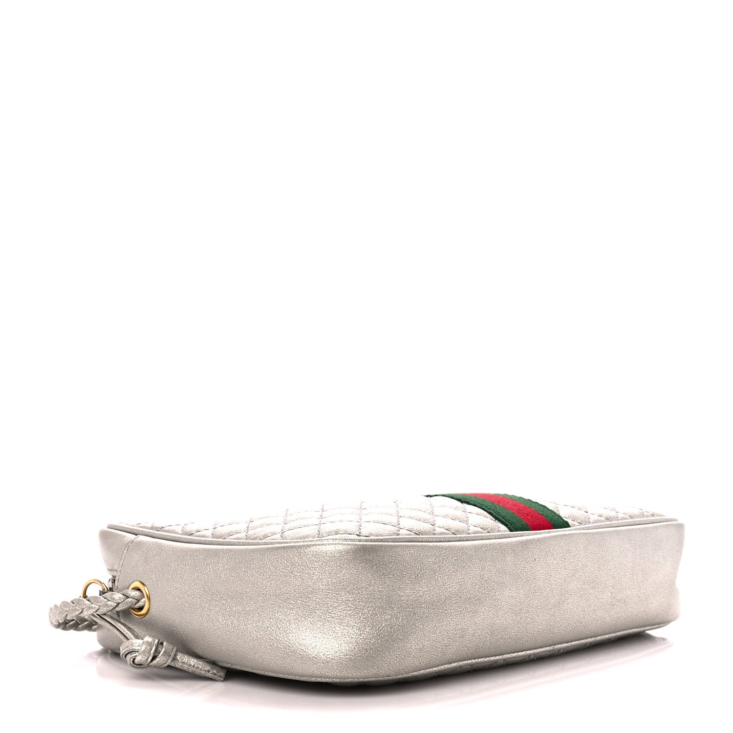 Gucci Laminated Nappa Web Trapuntata Small GG Shoulder Bag Argento 3 of 9