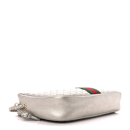 Gucci Laminated Nappa Web Trapuntata Small GG Shoulder Bag Argento 3 of 9
