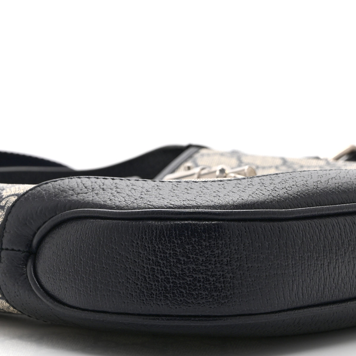 Gucci GG Supreme Monogram Textured Dollar Calfskin Web Small Jackie 1961 Hobo Beige Blue 10 of 11