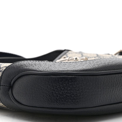 Gucci GG Supreme Monogram Textured Dollar Calfskin Web Small Jackie 1961 Hobo Beige Blue 10 of 11