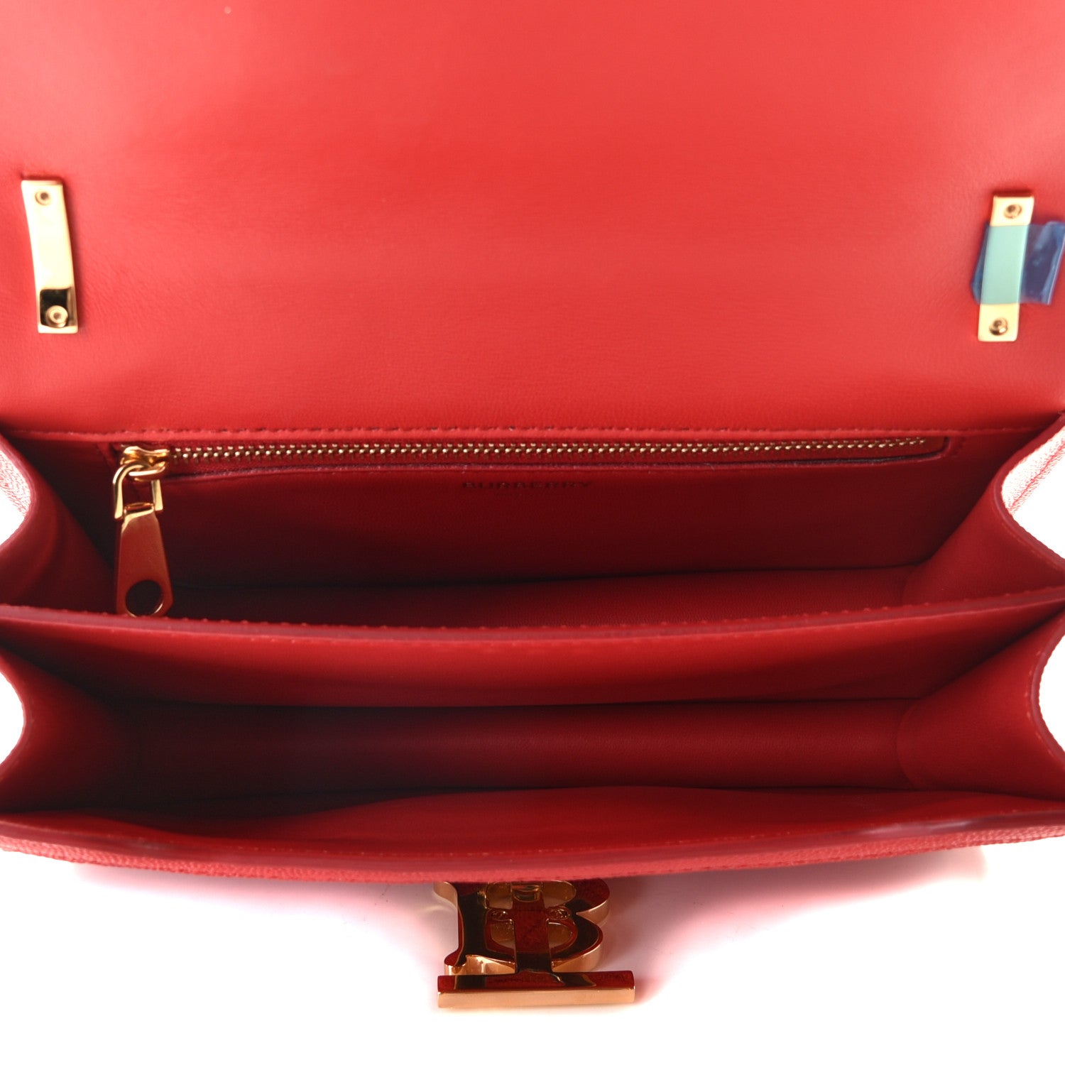 Burberry Grainy Calfskin Monogram Embossed Small TB Chain Bag Bright Red 9 of 10