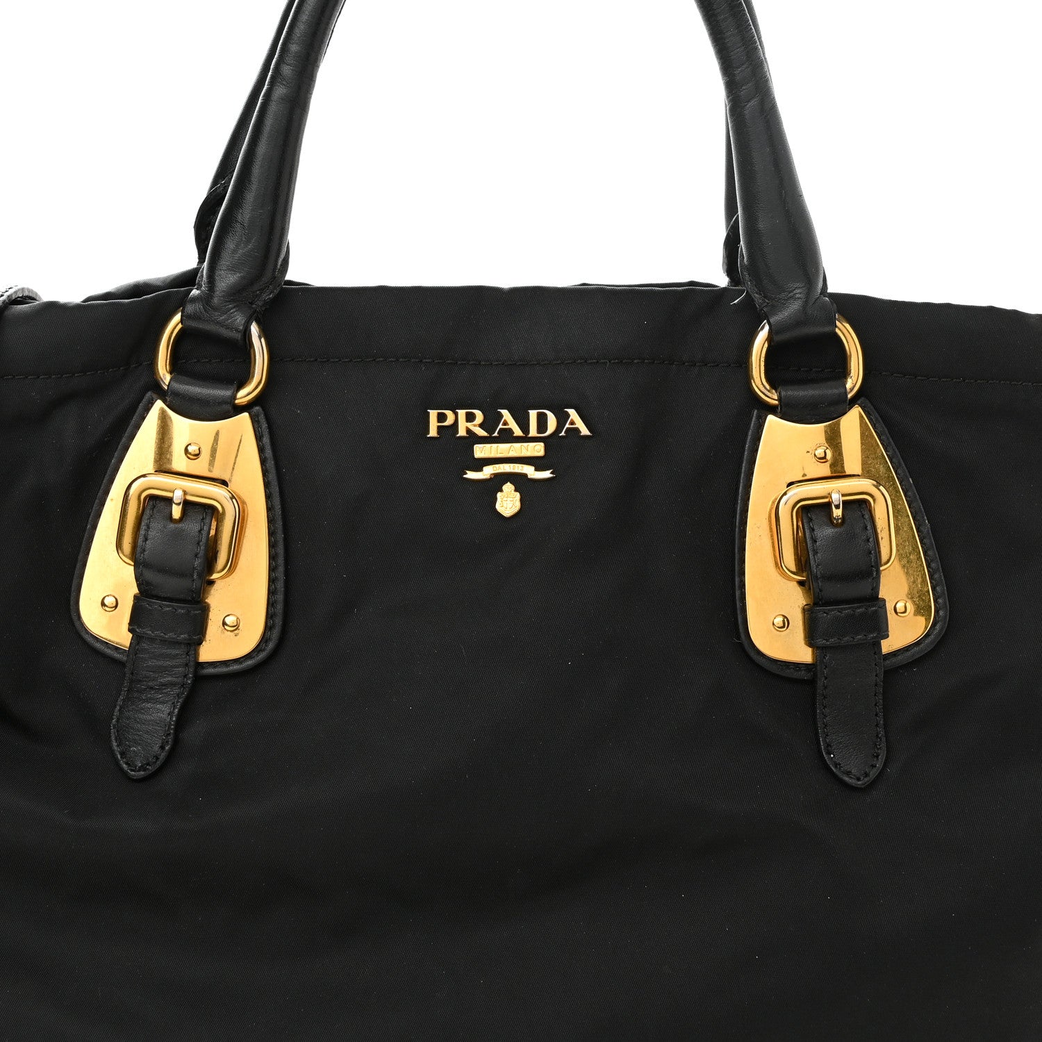 Prada Tessuto Nylon Soft Calfskin Shopping Satchel Black 7 of 14