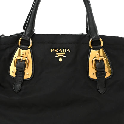 Prada Tessuto Nylon Soft Calfskin Shopping Satchel Black 7 of 14