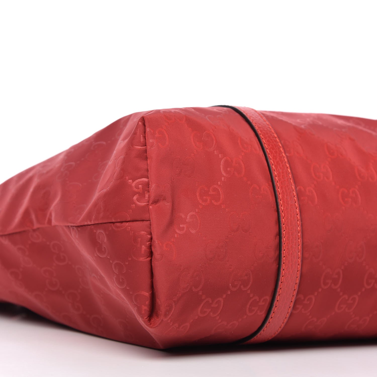 Gucci Nylon Monogram Dollar Calfskin Medium Vertical Tote Vibrant Red 6 of 10