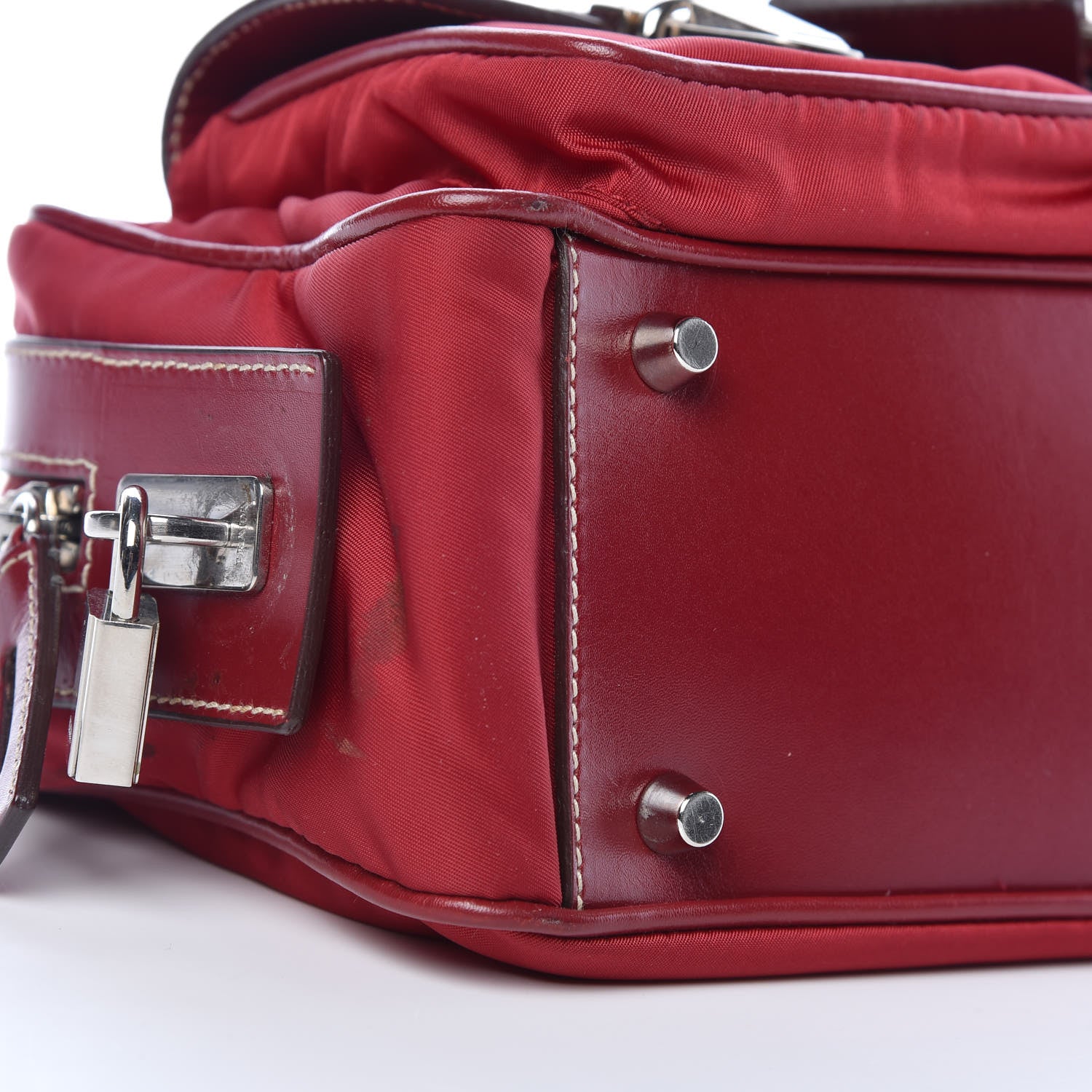 Prada Tessuto Nylon Front Pocket Tote Cherry 8 of 10