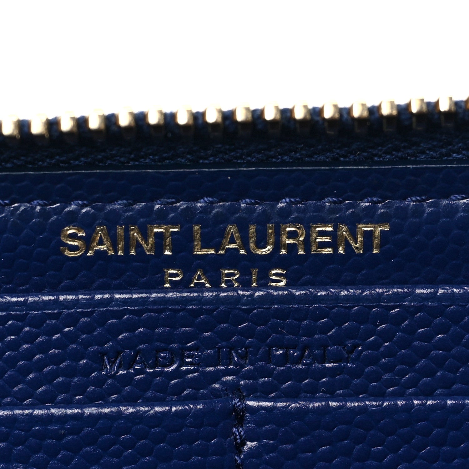 Saint Laurent Grain De Poudre Matelasse Chevron Monogram Zip Around Wallet Deep Marine 6 of 7