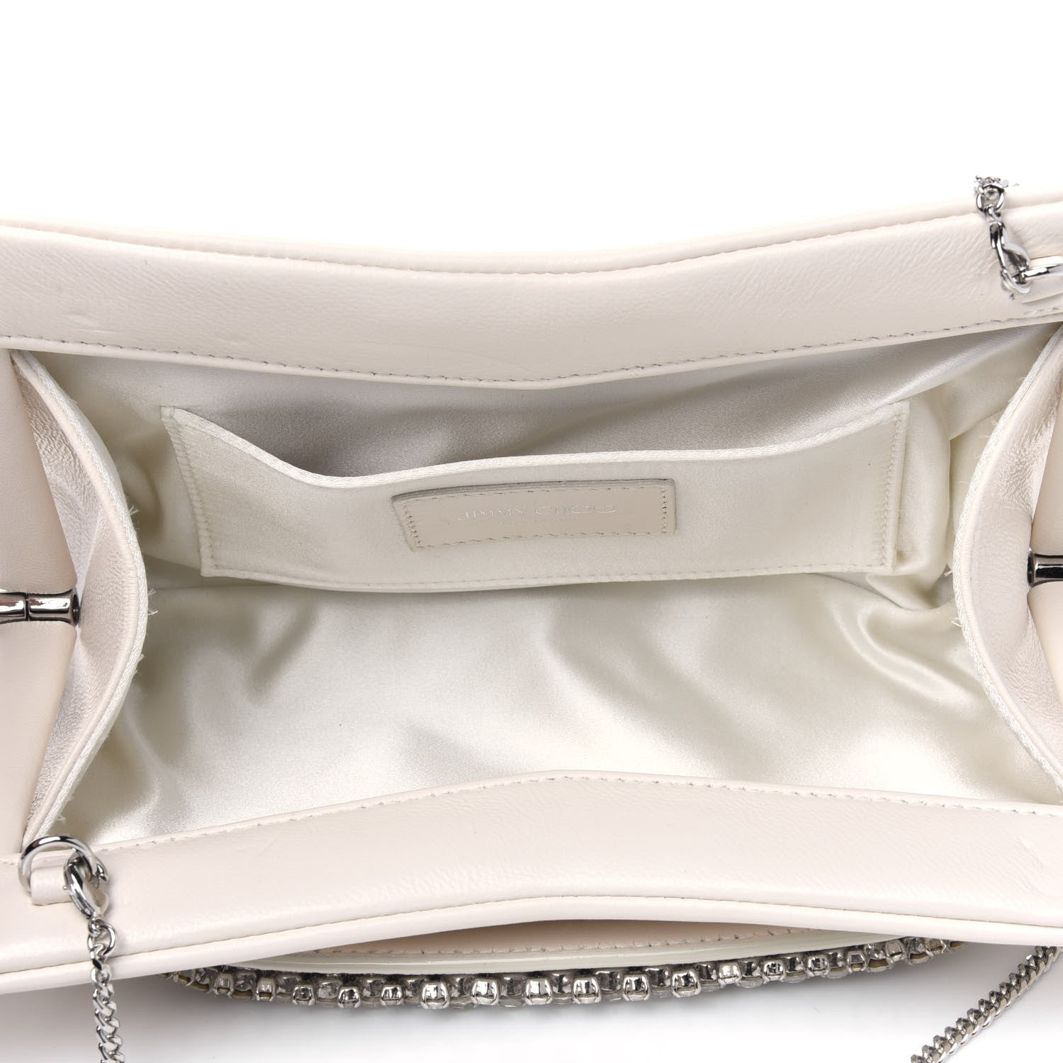 Jimmy Choo Calfskin Crystal Venus Clutch with Chain White 4 of 5