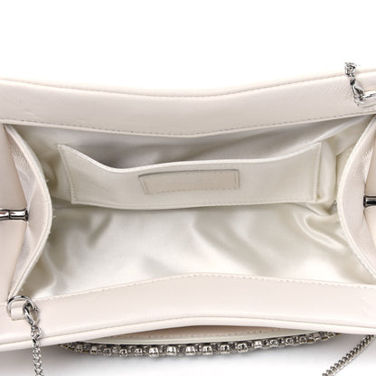 Jimmy Choo Calfskin Crystal Venus Clutch with Chain White 4 of 5