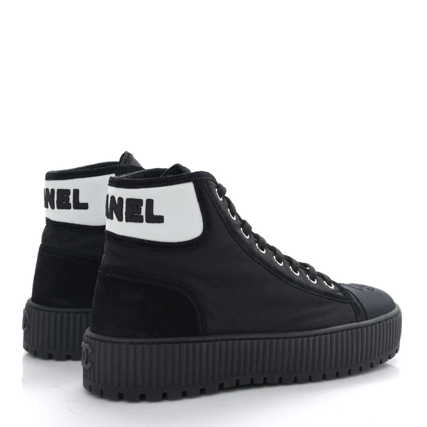 Fabric Suede Kidskin Grosgrain Lace Up Cap Toe Sneakers 38.5 Black White