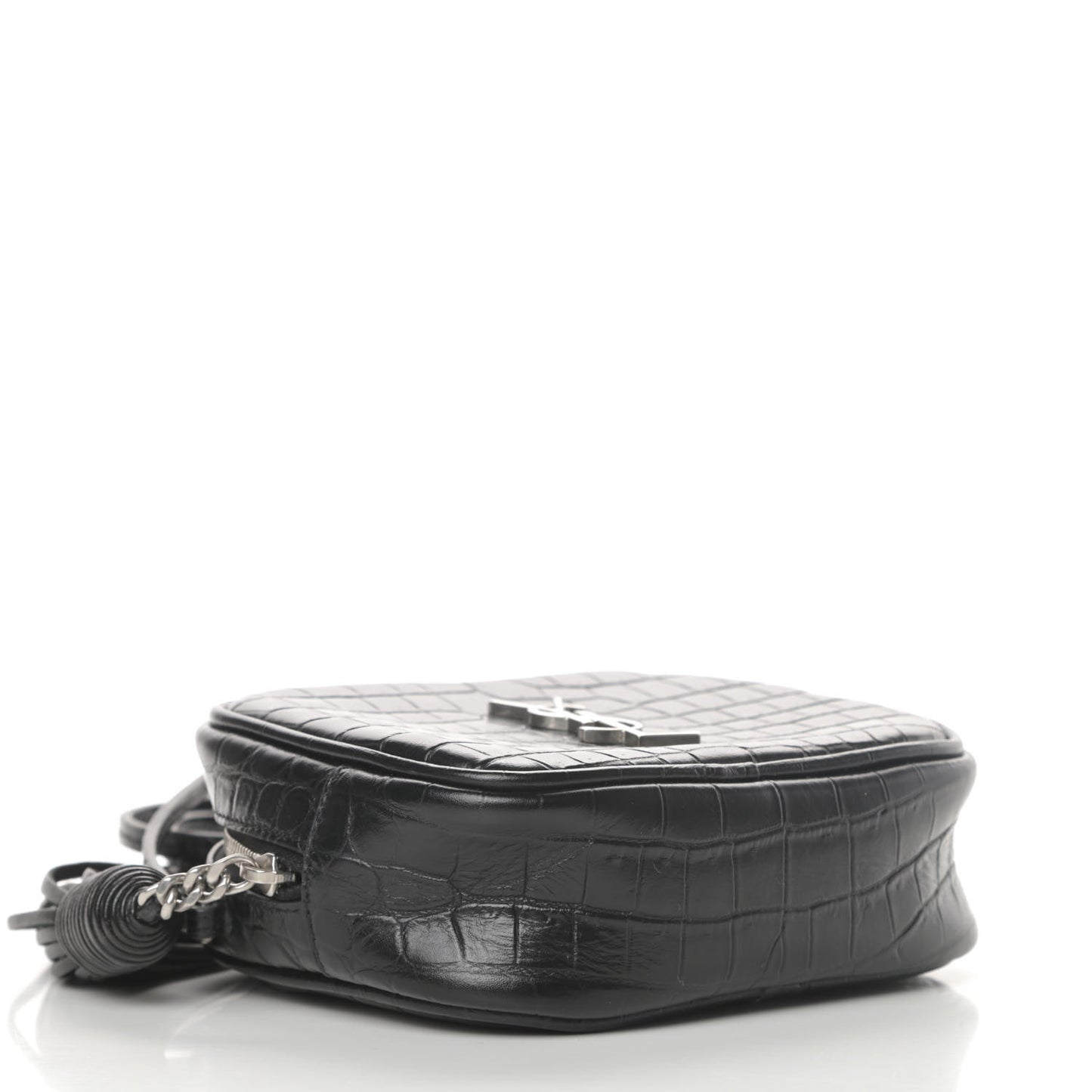 Calfskin Crocodile Embossed Monogram Blogger Bag Black