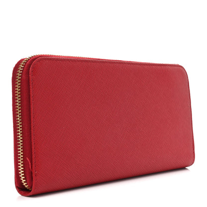 Prada Saffiano Metal Zip Around Wallet Fuoco 3 of 8
