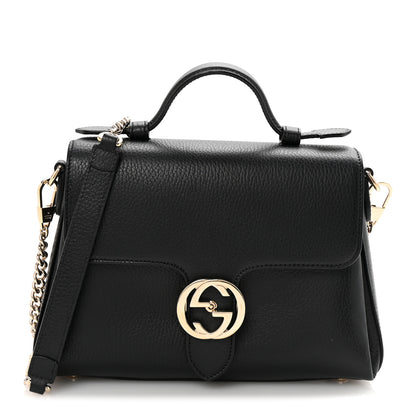 Gucci Dollar Calfskin Interlocking G Top Handle Shoulder Bag Black 1 of 10