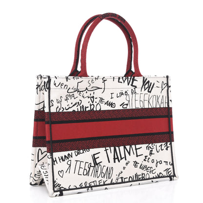 Christian Dior Canvas Embroidered Medium Dioramour Graffiti Book Tote Latte Multicolor 3 of 11