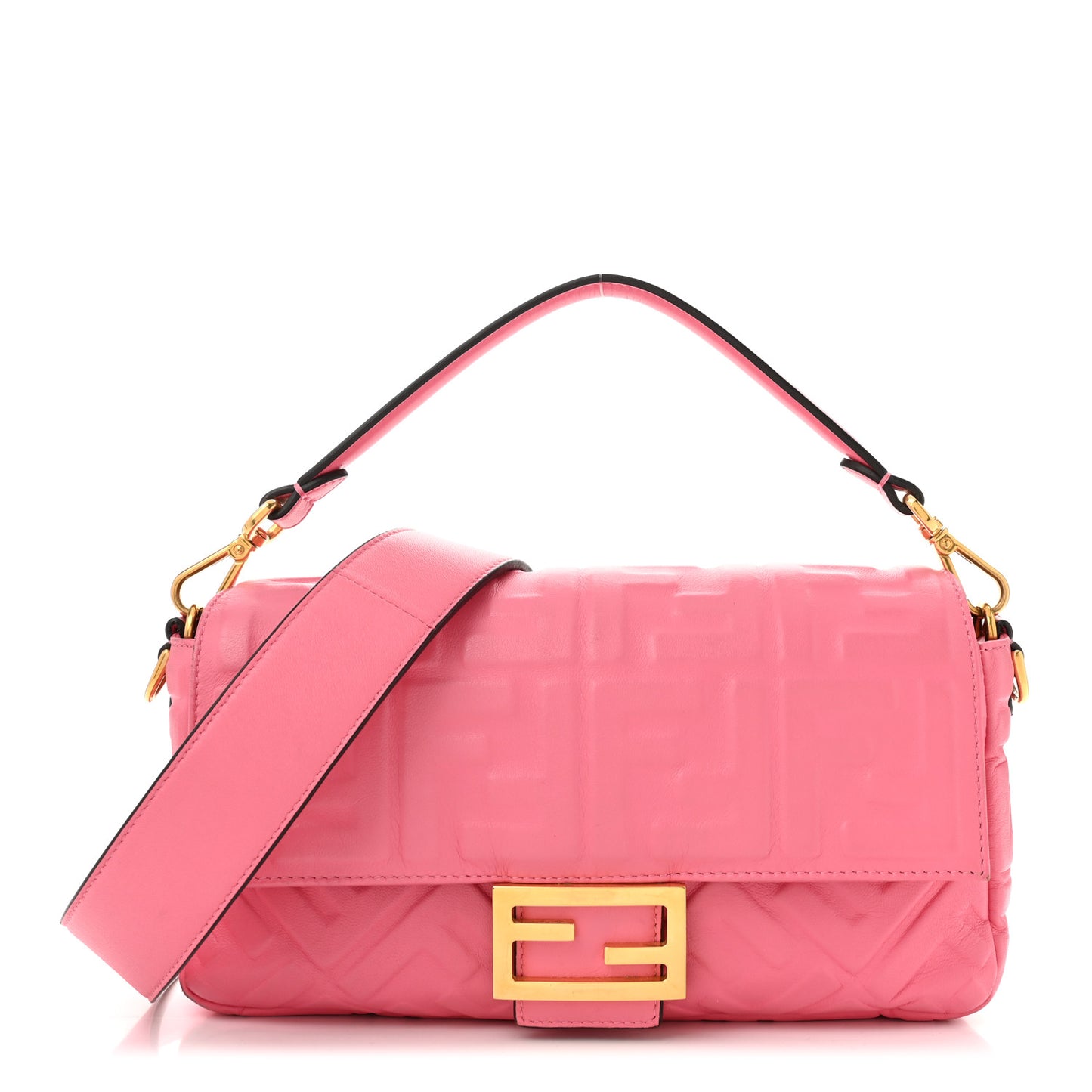 Nappa FF 1974 Embossed Baguette Rosa Fluo