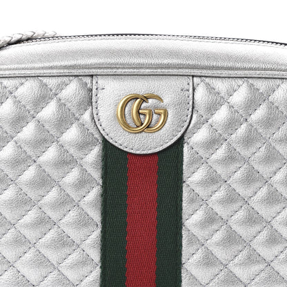 Gucci Laminated Nappa Web Trapuntata Small GG Shoulder Bag Argento 10 of 10