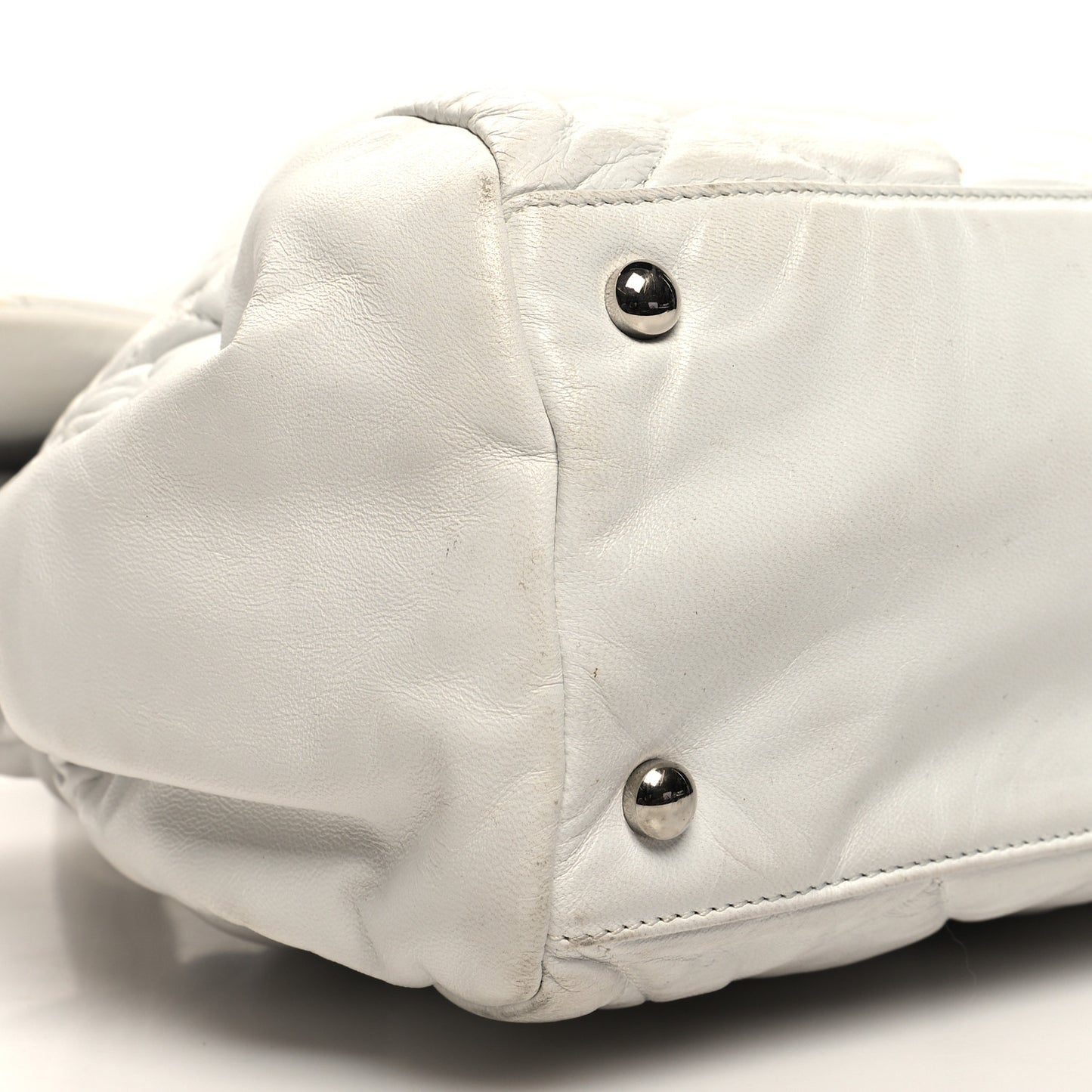 Quilted Lambskin Large Hidden Chain Flap Bag White