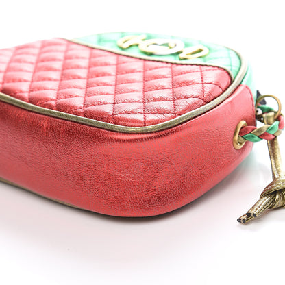Gucci Laminated Nappa Trapuntata Mini Zumi Dome Shoulder Bag Rosso Jasmine Green Rame 5 of 9