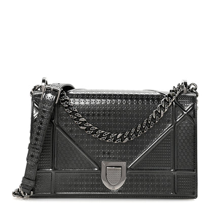 Christian Dior Metallic Patent Micro-Cannage Medium Diorama Flap Bag Onyx Black 1 of 9