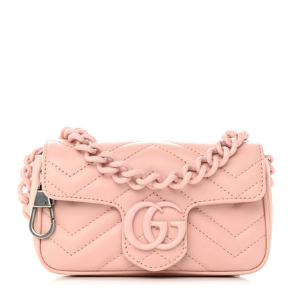 Gucci Calfskin Matelasse Monochrome GG Marmont Chain Belt Bag Perfect Pink 1 of 11