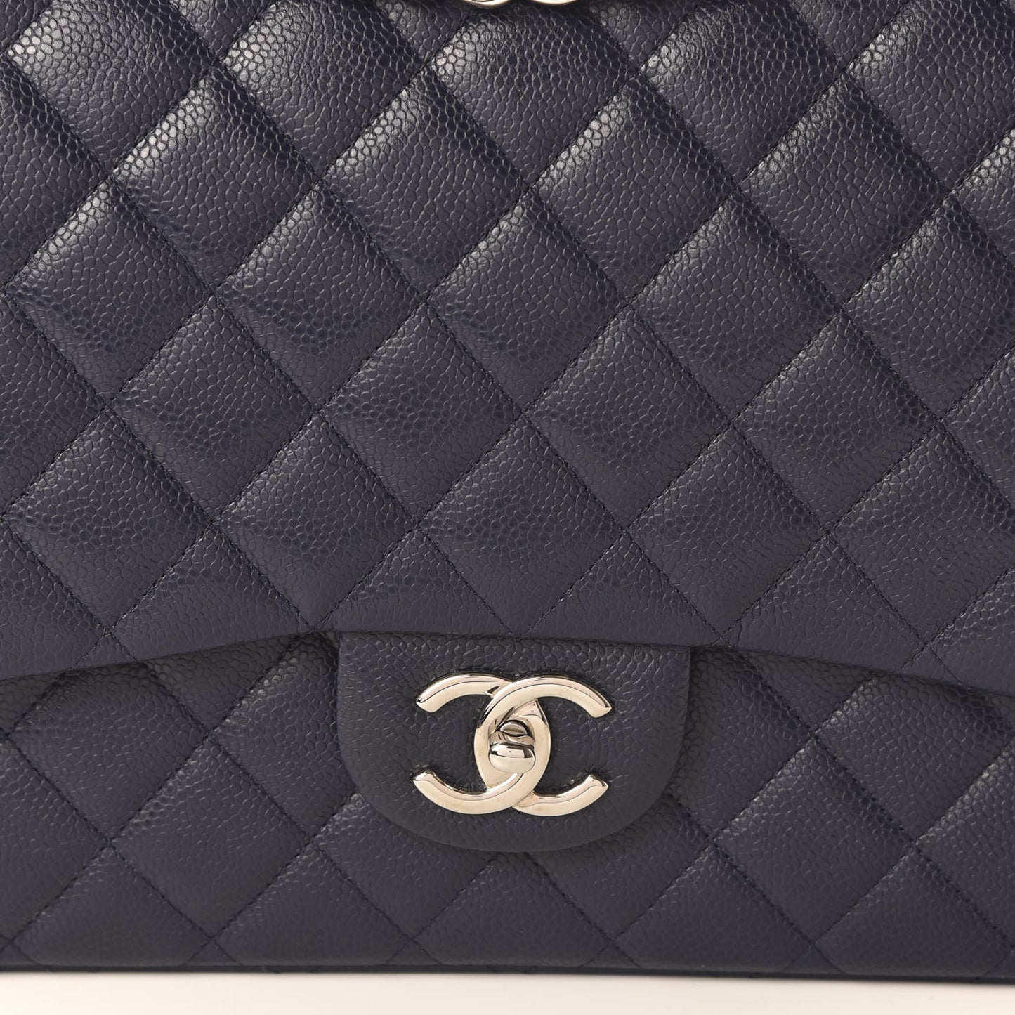 Caviar Quilted Maxi Double Flap Navy Blue