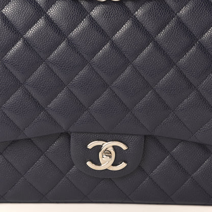 Chanel Caviar Quilted Maxi Double Flap Navy Blue 10 of 10