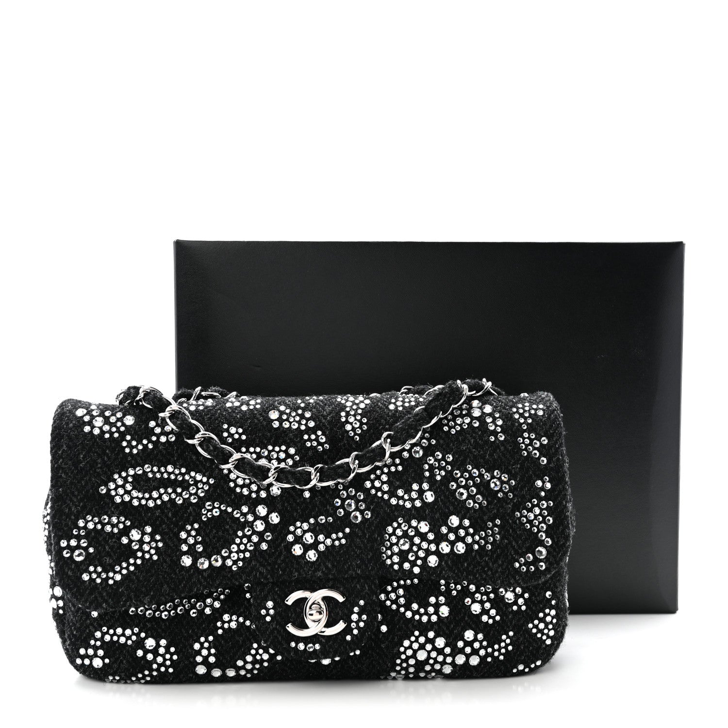 Chanel Tweed Swarovski Crystal Leopard Jumbo Flap  Black 11 of 11