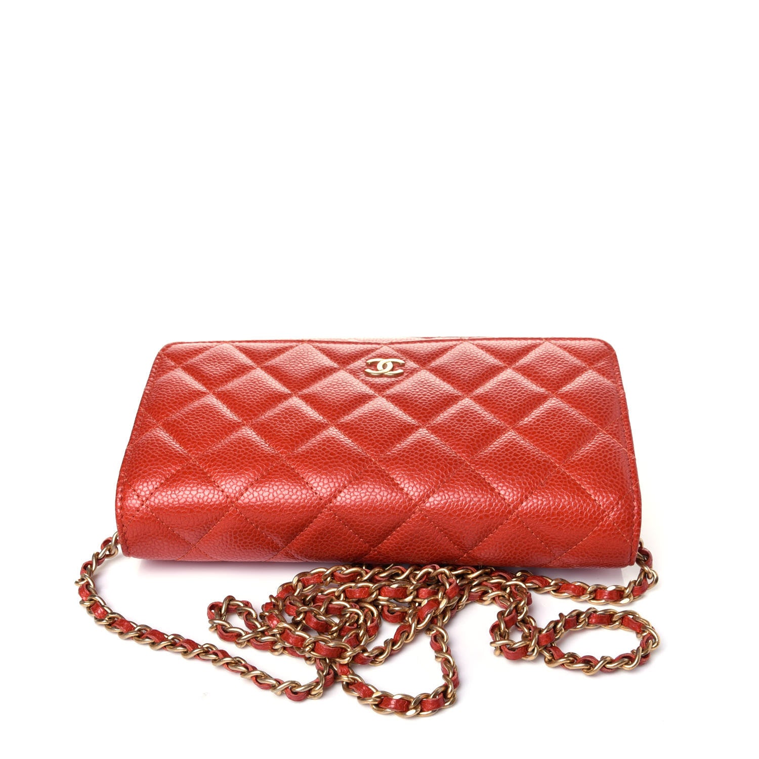 Chanel Caviar Quilted Wallet On Chain WOC Red 10 of 11