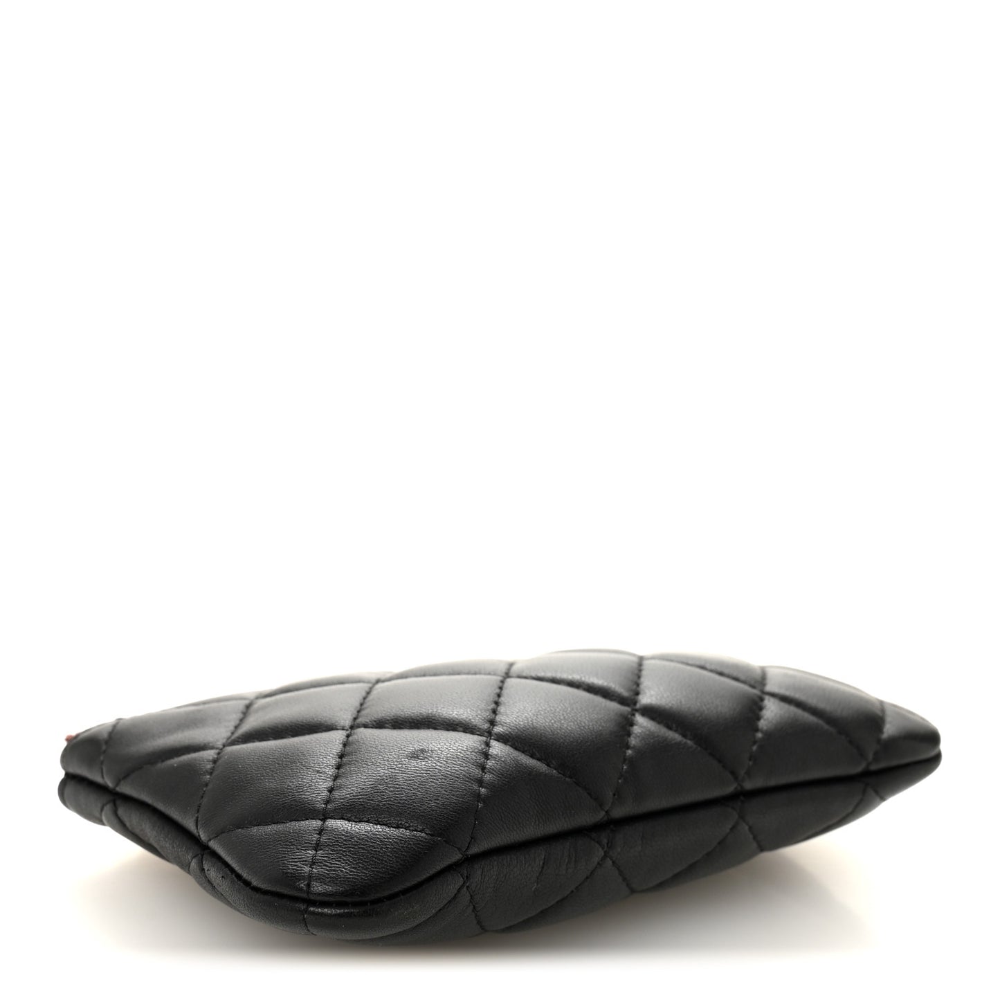 Lambskin Quilted Small Cosmetic Case Black