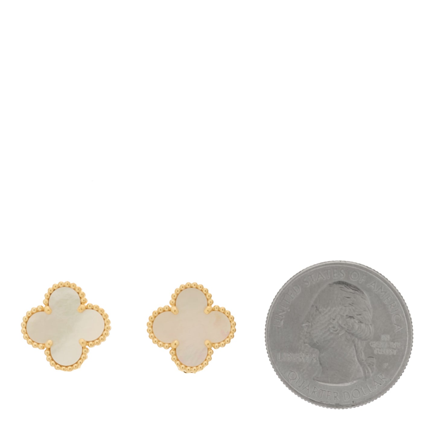 18K Yellow Gold Mother of Pearl Vintage Alhambra Earrings