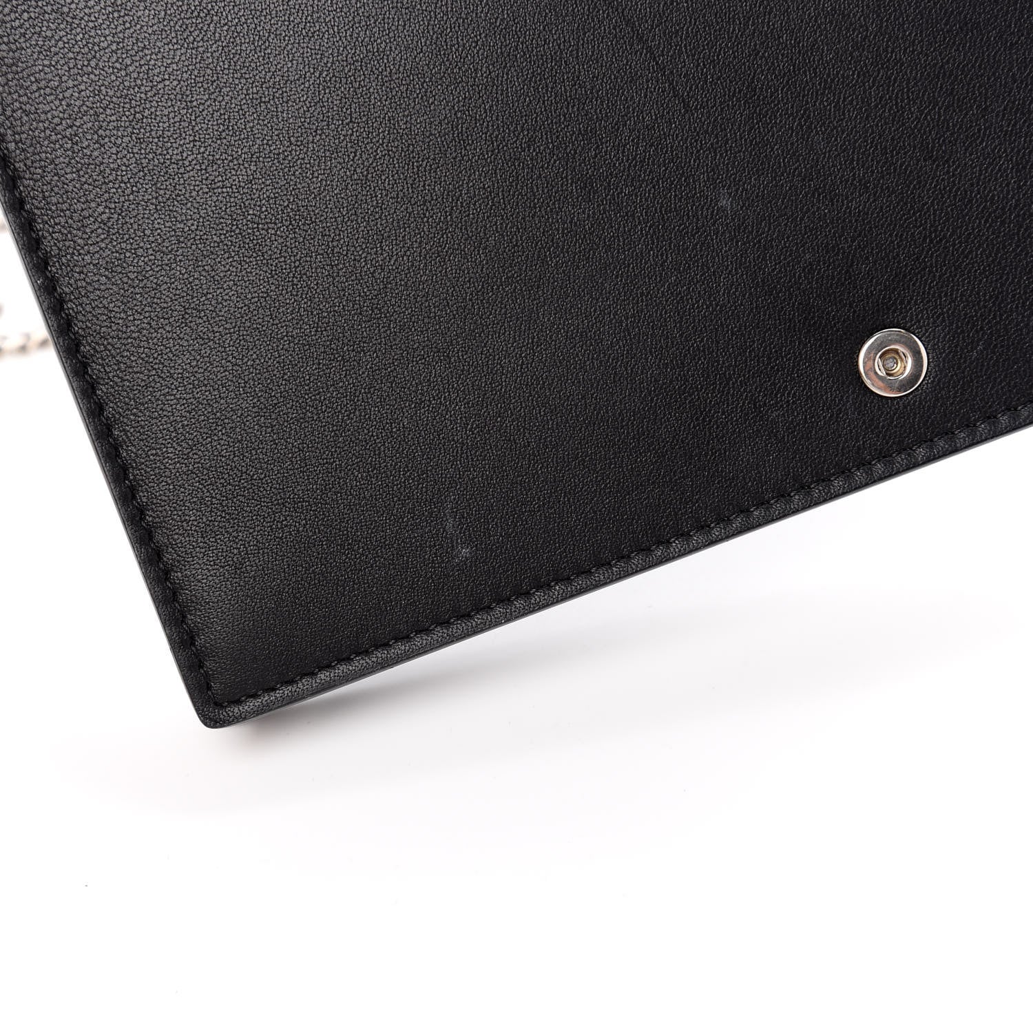 Celine Smooth Lambskin Frame Evening Chain Clutch Black White 10 of 13