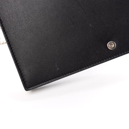 Celine Smooth Lambskin Frame Evening Chain Clutch Black White 10 of 13