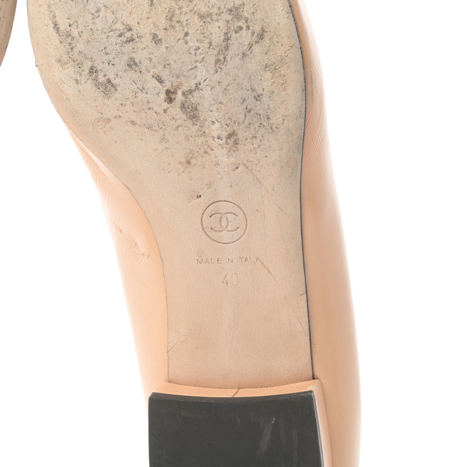 Chanel Lambskin Patent Cap Toe CC Ballerina Flats 40 Beige Black 6 of 15