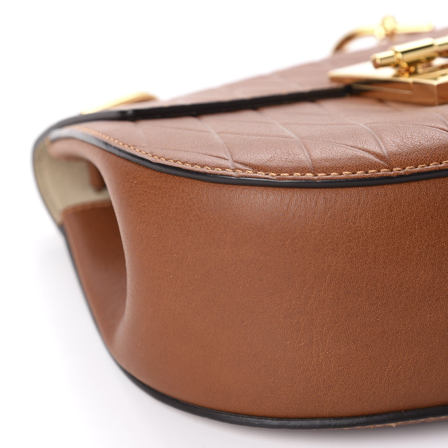 Chloe Lambskin Diamond Embossed Drew Shoulder Bag Caramel 6 of 10