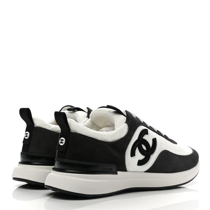 Chanel Nylon Suede Calfskin CC Sneakers 37 White Dark Grey 4 of 8