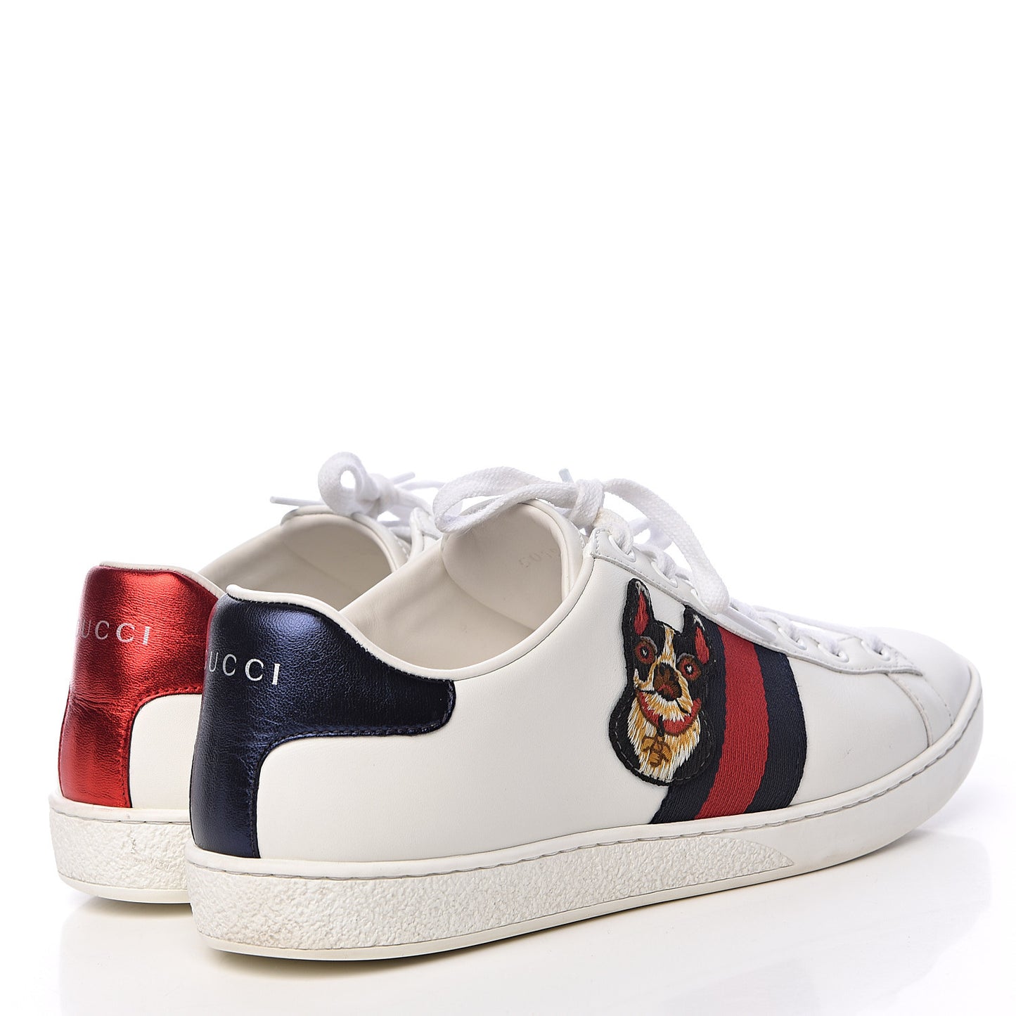 Calfskin Web Bosco Embroidered Ace Sneakers 38.5 White Green