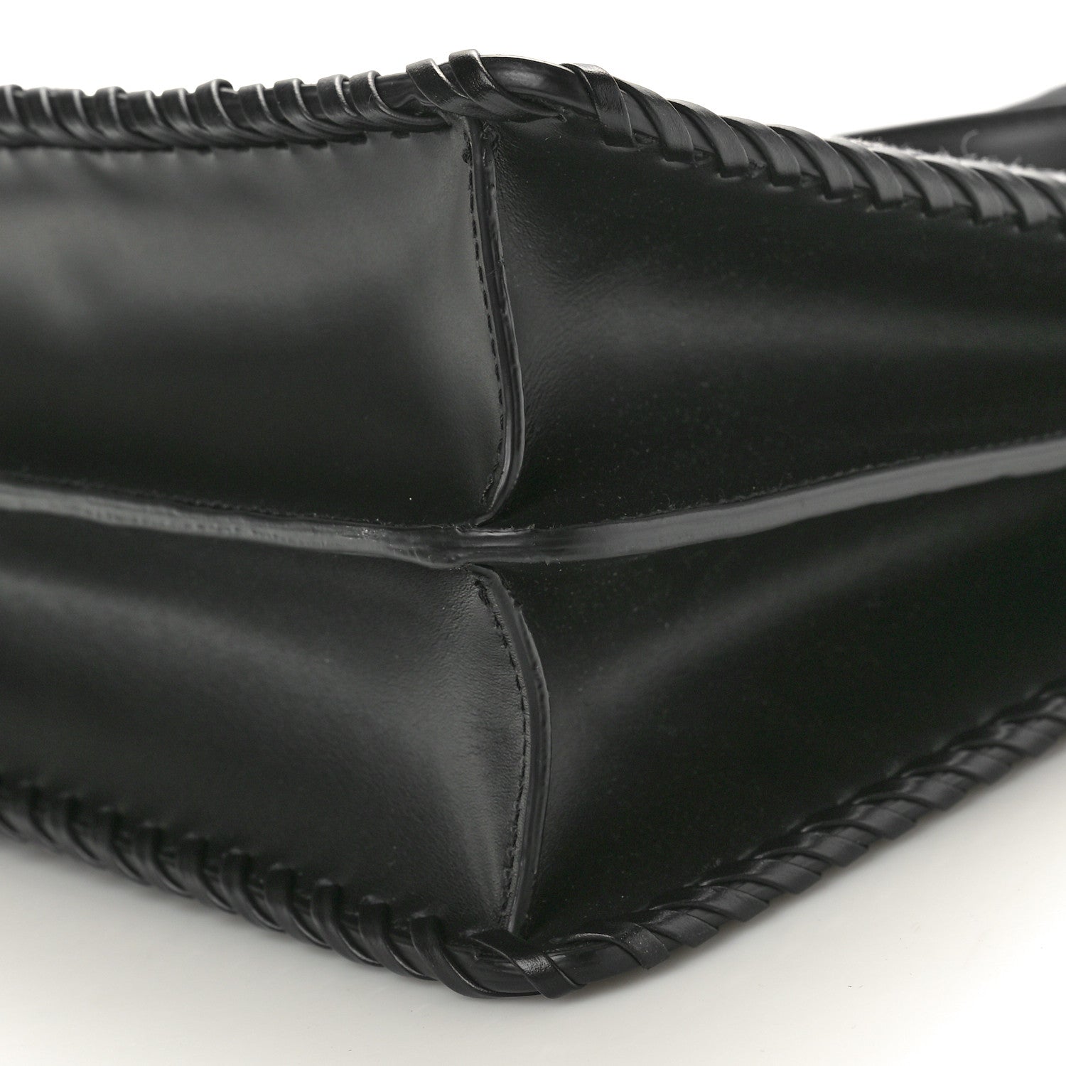 Fendi Vitello Shiny Nappa Woven Medium Peekaboo I SEE U Satchel Carbone Slate 10 of 10