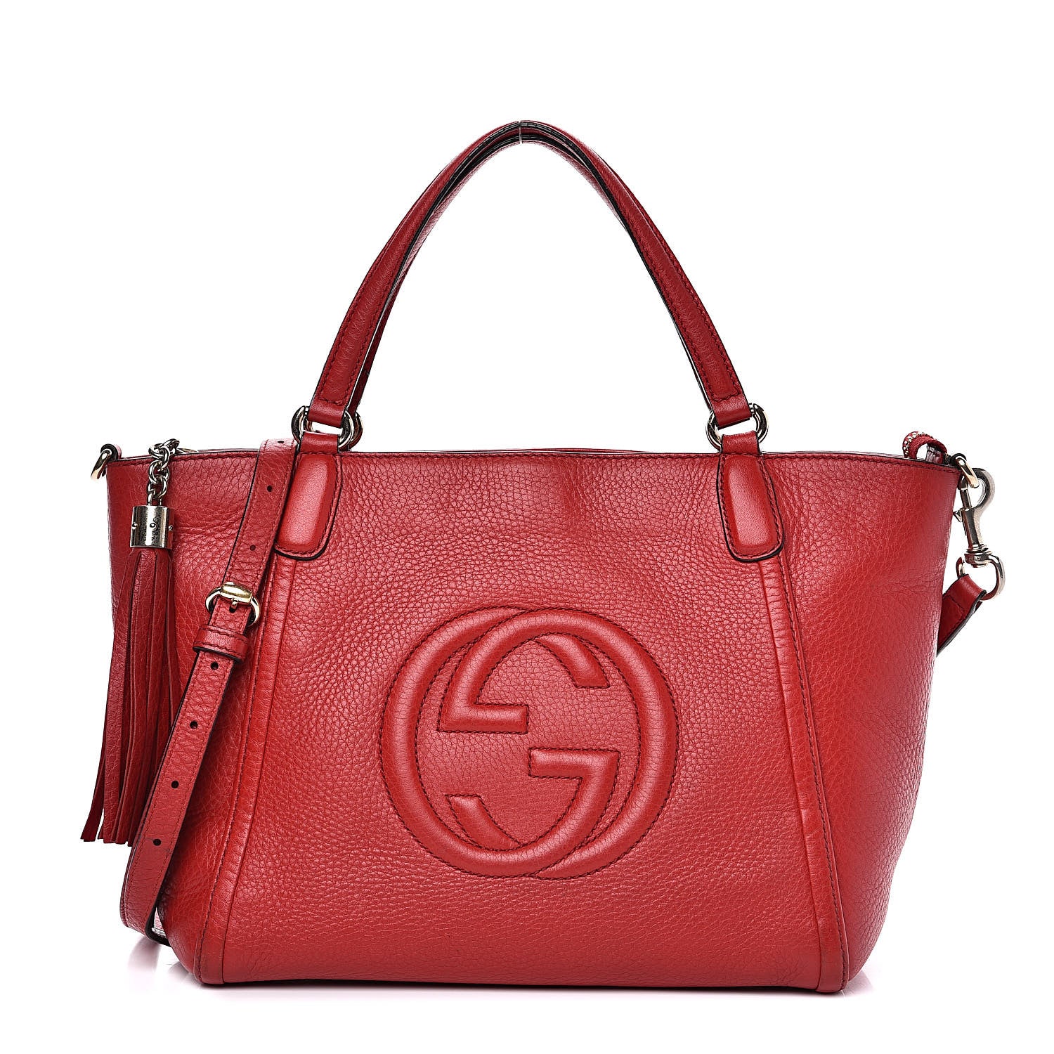 Gucci Pebbled Calfskin Small Soho Top Handle Bag Red 1 of 24